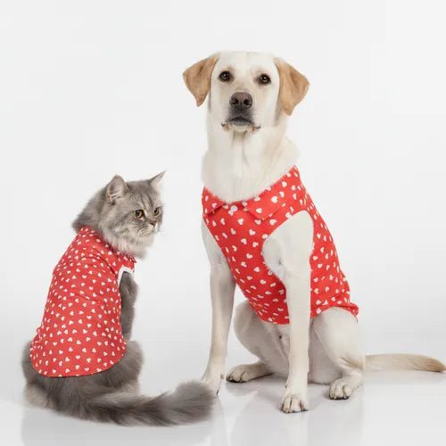 Skatrs All Hearts Printed Shirt for Dogs and Cats (Red) - store - of - prashant