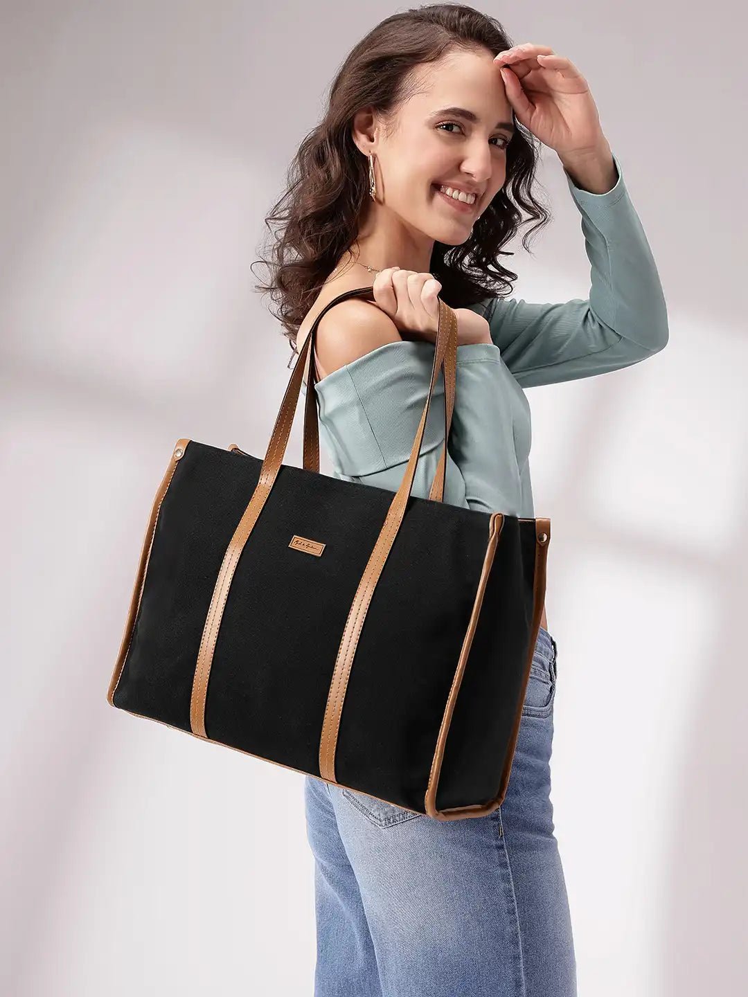 Women Striped Shopper Office Tote Bag - store - of - prashant