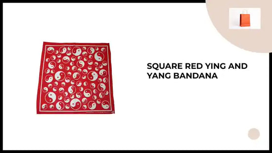 Square Red Ying and Yang Bandana by@Outfy