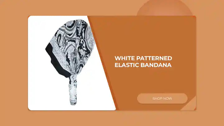White Patterned Elastic Bandana by@Outfy