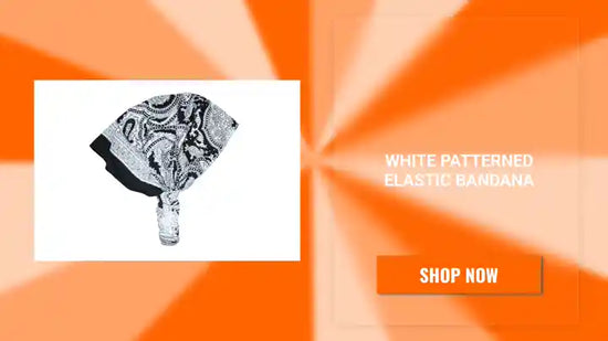White Patterned Elastic Bandana by@Outfy