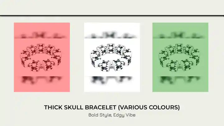 Thick Skull Bracelet (Various Colours) by@Outfy