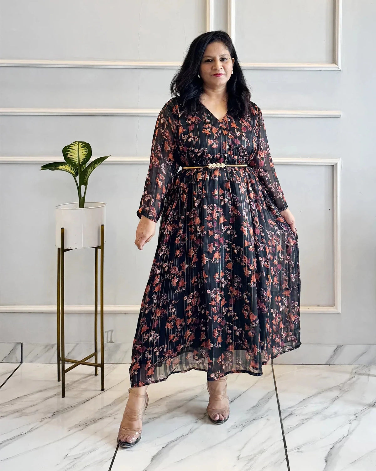 Titli black floral dress - store - of - prashant
