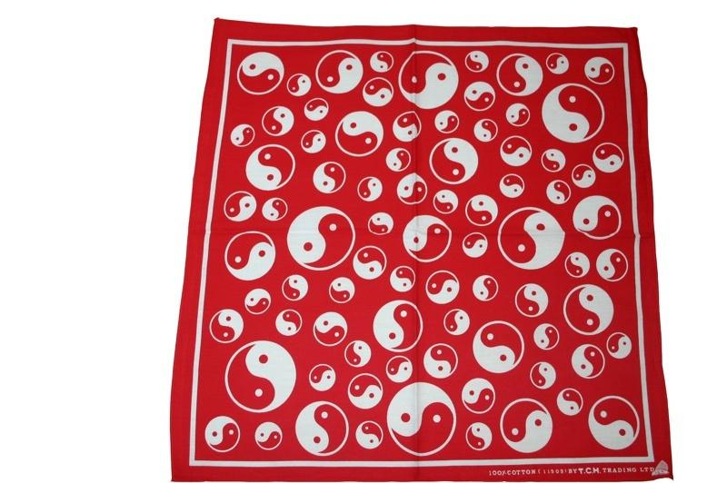 Square Red Ying and Yang Bandana - store - of - prashant