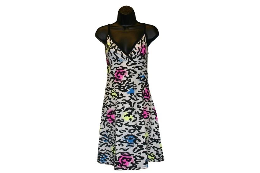 White Animal Print Strappy Dress - store - of - prashant