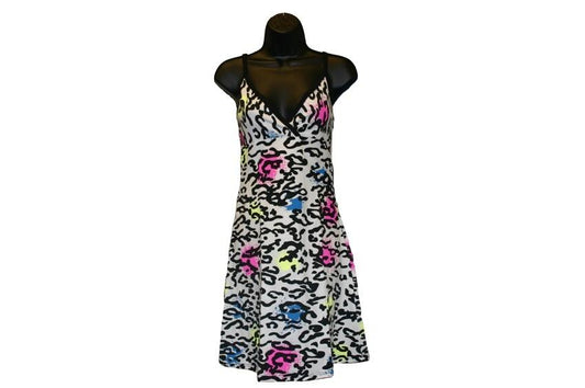 White Animal Print Strappy Dress - store - of - prashant